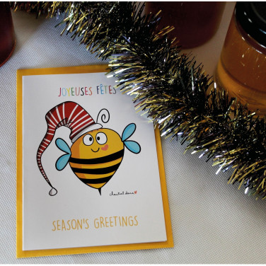 CARTE ILLUSTRATION C.DANA - JOYEUSES FETES - "L'ABEILLE ATTITUDE"