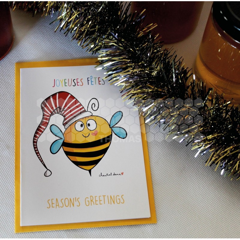 CARTE ILLUSTRATION C.DANA - JOYEUSES FETES - "L'ABEILLE ATTITUDE"