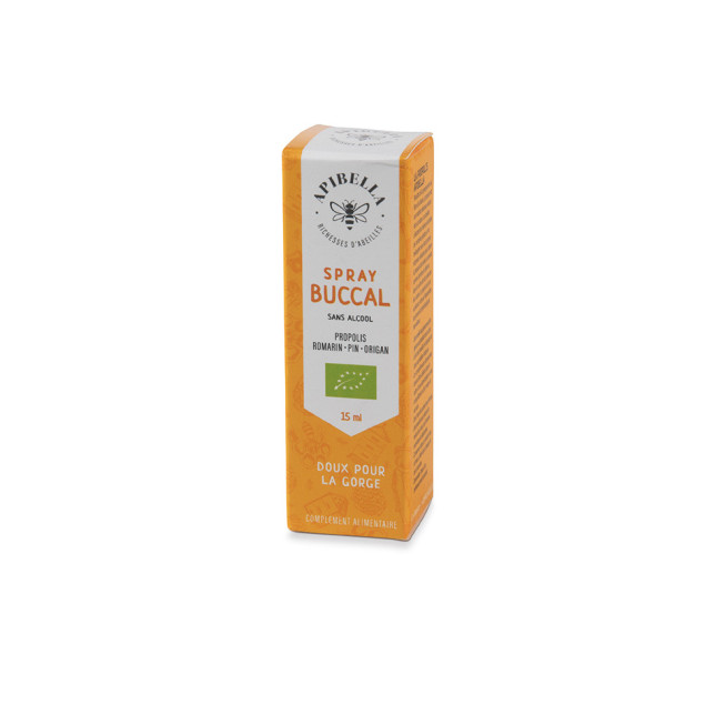APIBELLA - SPRAY BUCCAL PROPOLIS HUIL. ESSENTIEL. SANS ALCOOL (15 ml)