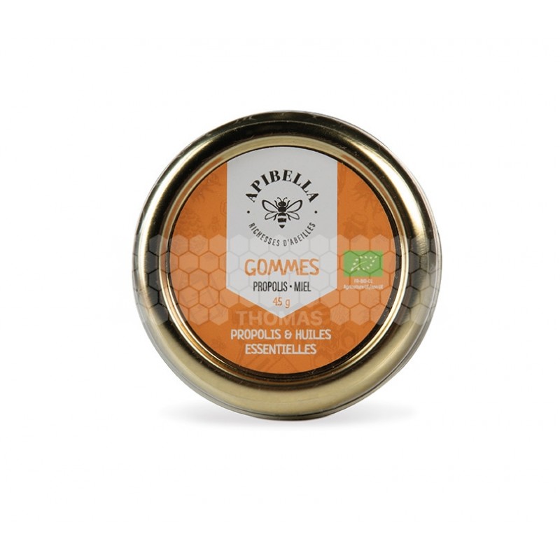 APIBELLA - GOMMES SANS SUCRE AJOUTE MIEL PROPOLIS (45 Gr)