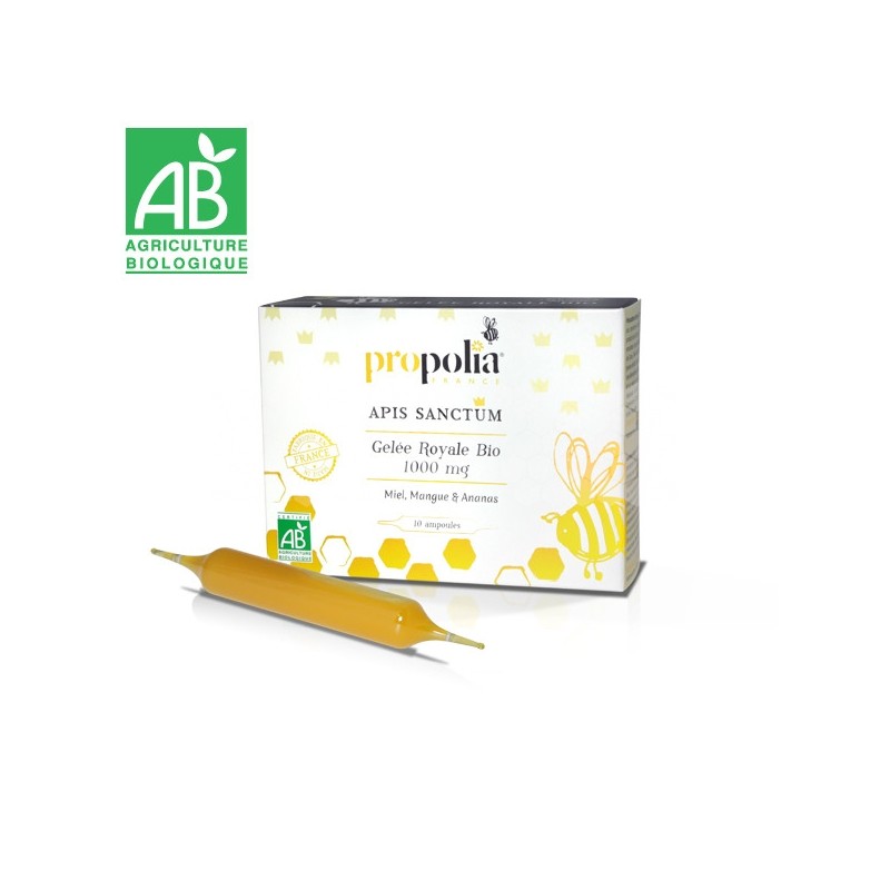 PROPOLIA : AMPOULES GELEE ROYALE BIO MANGUE ANANAS (10*10 ml)