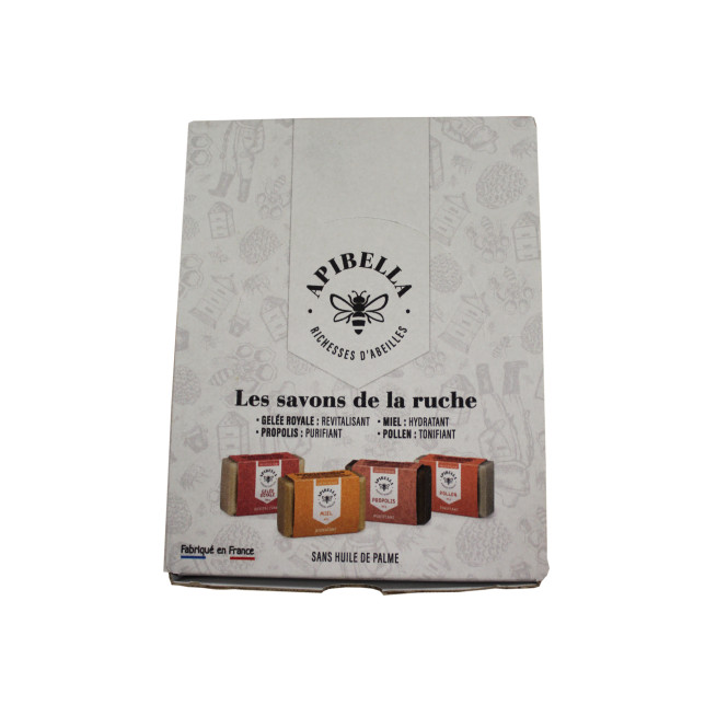 APIBELLA - COFFRET 4*4 SAVONS 100 g - Miel-Pollen-Prop-G.Royale