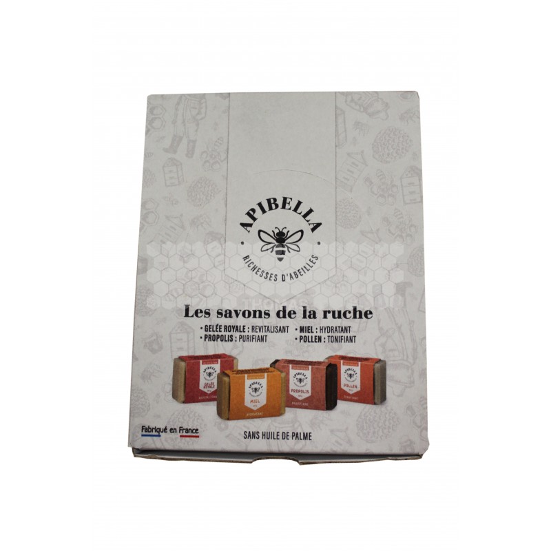 APIBELLA - COFFRET 4*4 SAVONS 100 g - Miel-Pollen-Prop-G.Royale