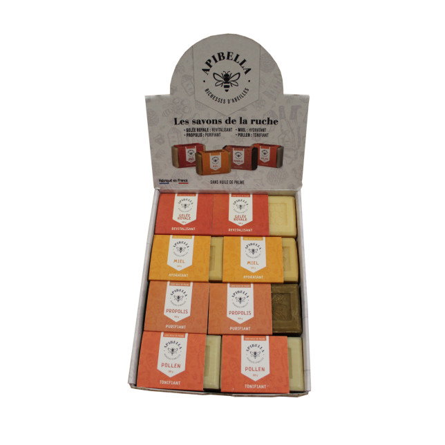 APIBELLA - COFFRET 4*4 SAVONS 100 g - Miel-Pollen-Prop-G.Royale