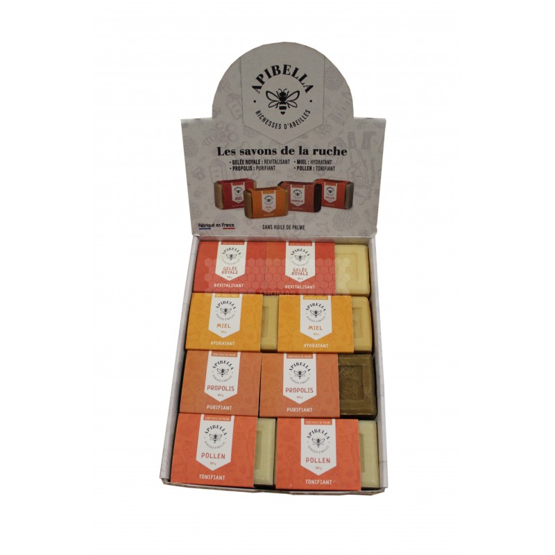APIBELLA - COFFRET 4*4 SAVONS 100 g - Miel-Pollen-Prop-G.Royale