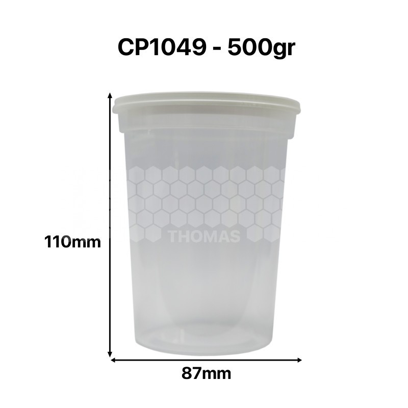 POT PLASTIQUE NICOT 500 GR PEP TRANSPARENT SS IMPRESSION