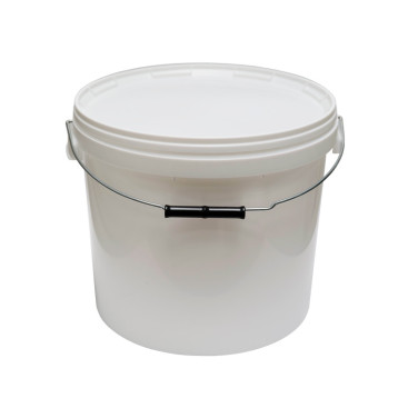 SEAU PLASTIQUE BLANC  20 KG DE MIEL ANSE METAL AVEC COUVERCLE