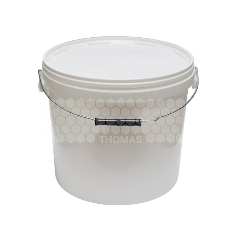 SEAU PLASTIQUE BLANC  20 KG DE MIEL ANSE METAL AVEC COUVERCLE