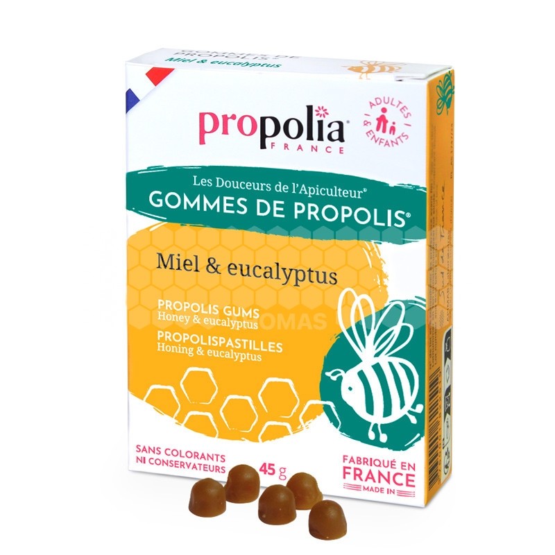 PROPOLIA - GOMMES DE PROPOLIS MIEL ET  EUCALYPTUS (Sachet de 45 g)