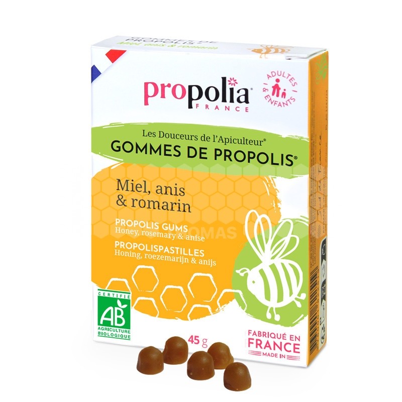 PROPOLIA - GOMMES DE PROPOLIS BIO MIEL-ANIS-ROMARIN (45 g)
