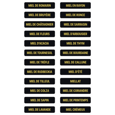 ÉTIQUETTES AUTOCOLLANTES DES VARIÉTÉS DE MIEL