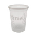 POT PLASTIQUE NICOT 500 GR PEP MIEL TRANSP AVEC IMPRESSION BLANCHE