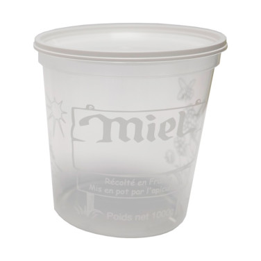 POT PLASTIQUE NICOT KG PEP MIEL TRANSP AVEC IMPRESSION BLANCHE