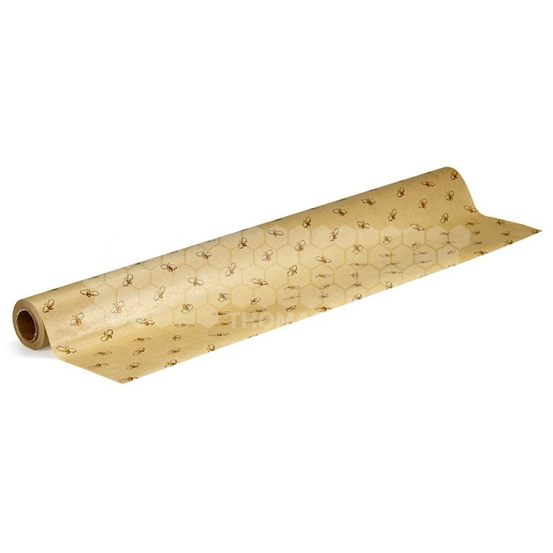 PAPIER EMBALLAGE KRAFT MOTIF ABEILLES  ROULEAU DE 25M