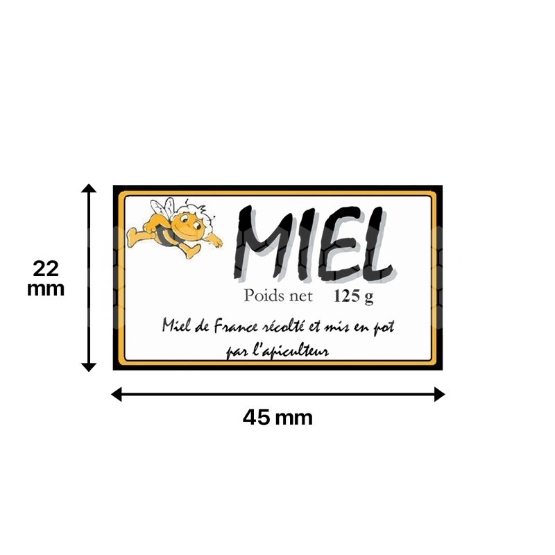 ÉTIQUETTES MIEL MODÈLE "MIEL ABEILLE" - AUTOCOLLANTES AU ROULEAU