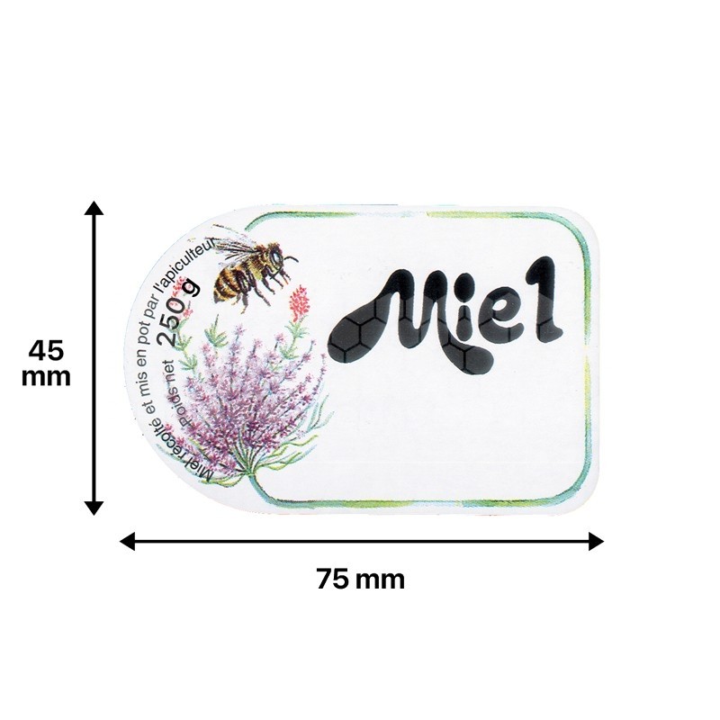 ÉTIQUETTES MIEL MODÈLE "FLEURS ET ABEILLE" - AUTOCOLLANTES AU ROULEAU