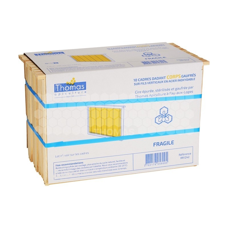CADRE DADANT CORPS DROIT MI-BOIS GAUFREE / LOT DE 10 CERCLE