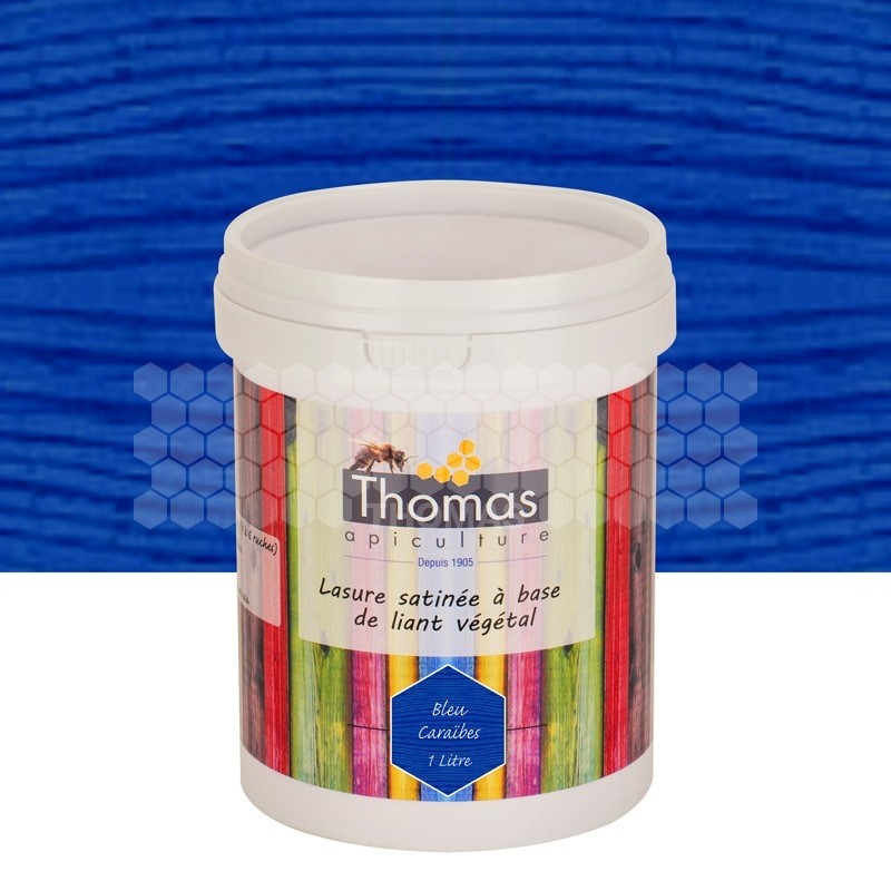 Lasure de protection satinée végétale Thomas® 1 L - Bleu caraïbes