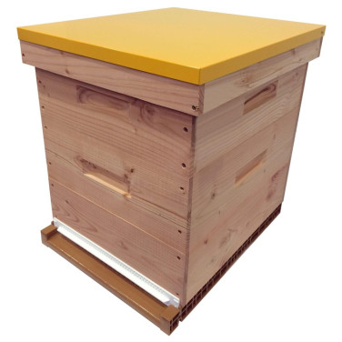 Ruche mi-bois Dadant 10 cadres Confort Essencia® avec toit plat jaune