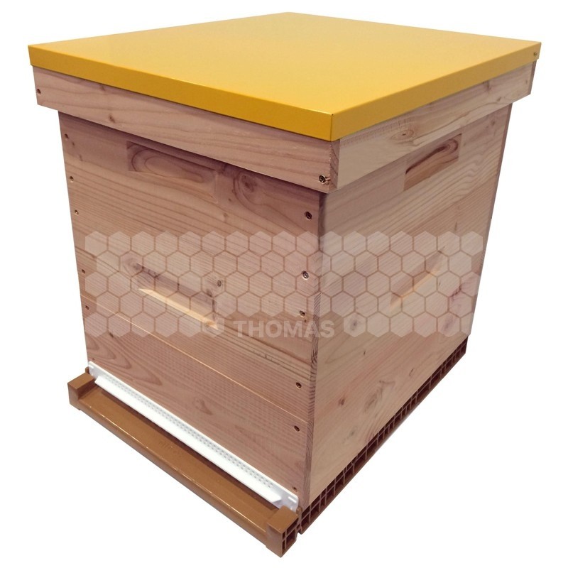 Ruche mi-bois Dadant 10 cadres Confort Essencia® avec toit plat jaune