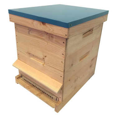Ruche mi-bois Dadant 10 cadres Passion Essencia® avec toit plat bleu