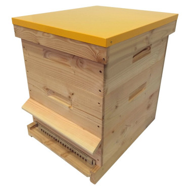 Ruche mi-bois Dadant 10 cadres Passion Essencia® avec toit plat jaune