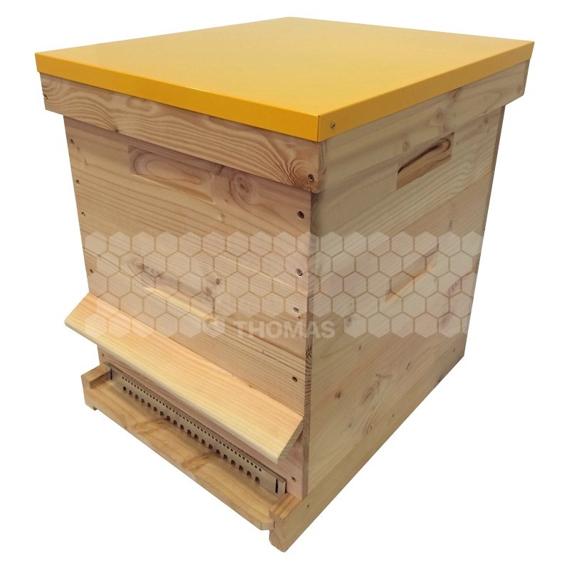 Ruche mi-bois Dadant 10 cadres Passion Essencia® avec toit plat jaune