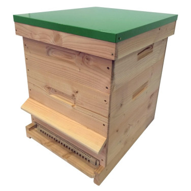 Ruche mi-bois Dadant 10 cadres Passion Essencia® avec toit plat vert