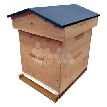 Ruche mi-bois Dadant 10 cadres Confort Essencia® toit chalet bleu