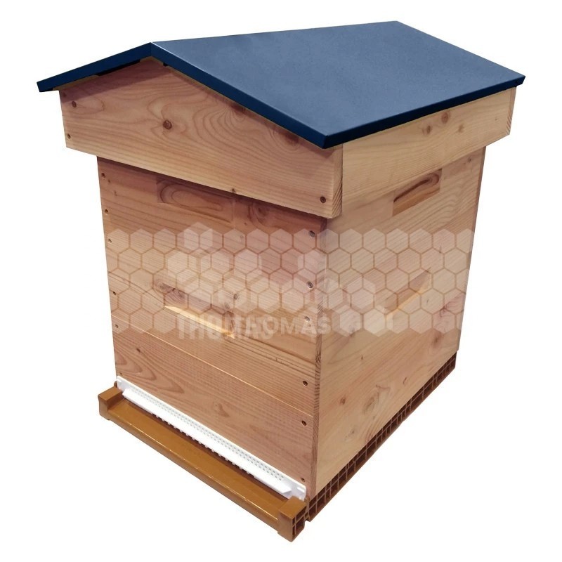 Ruche mi-bois Dadant 10 cadres Confort Essencia® toit chalet bleu