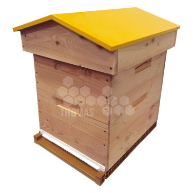 Ruche mi-bois Dadant 10 cadres Confort Essencia® toit chalet jaune