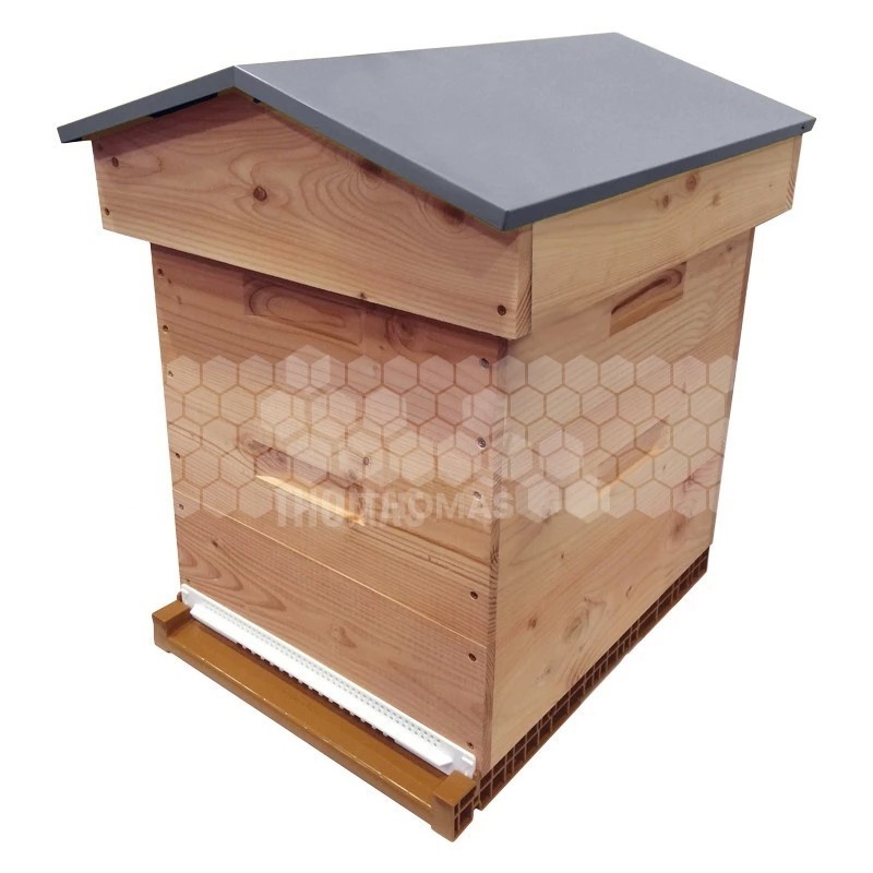 Ruche mi-bois Dadant 10 cadres Confort Essencia® toit chalet brut