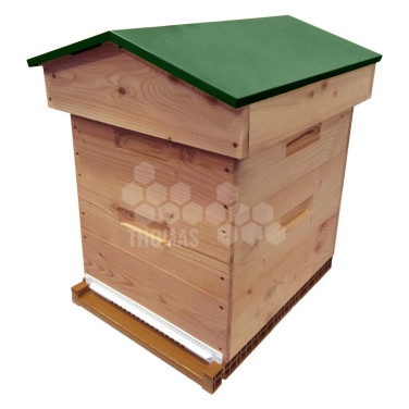 Ruche mi-bois Dadant 10 cadres Confort Essencia® toit chalet vert