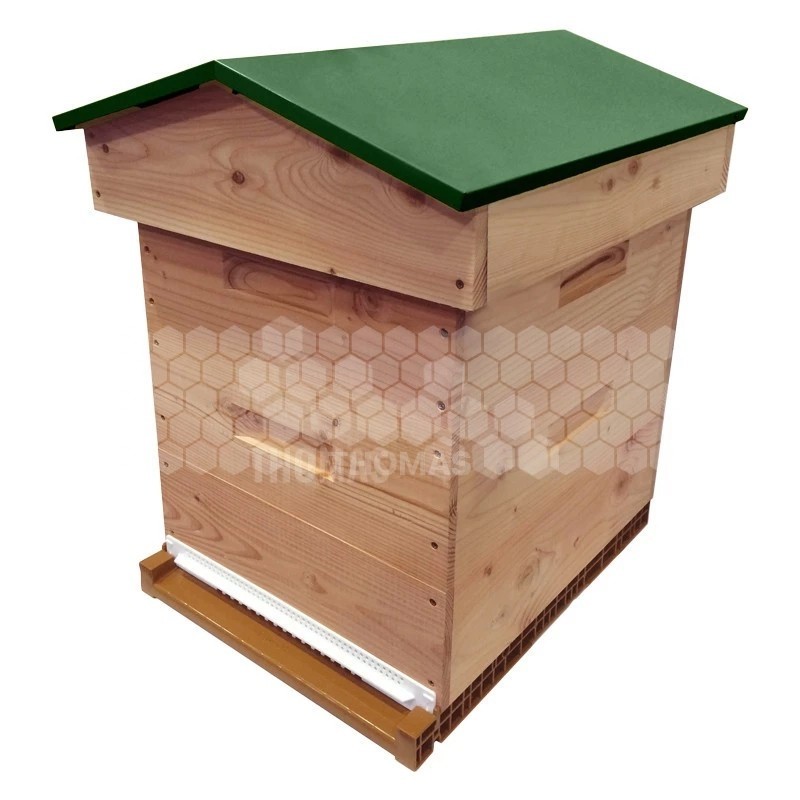 Ruche mi-bois Dadant 10 cadres Confort Essencia® toit chalet vert