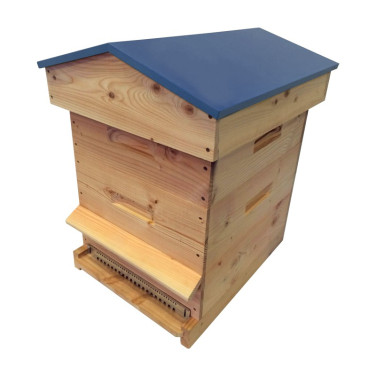 Ruche mi-bois Dadant 10 cadres Passion Essencia® toit chalet bleu