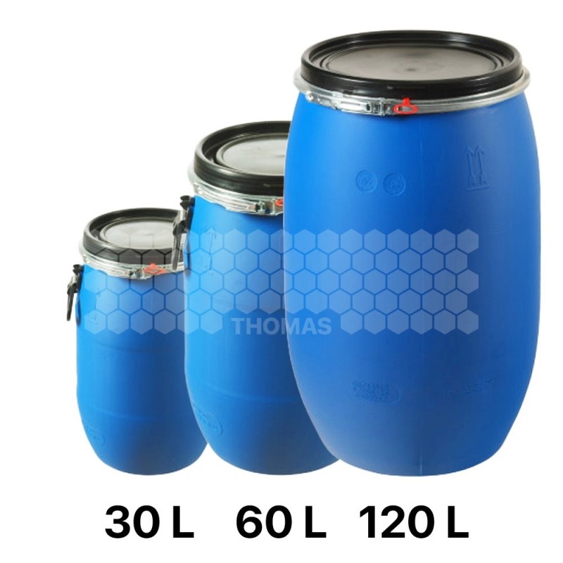 Fût à miel plastique bleu - 120 L - 150 kg