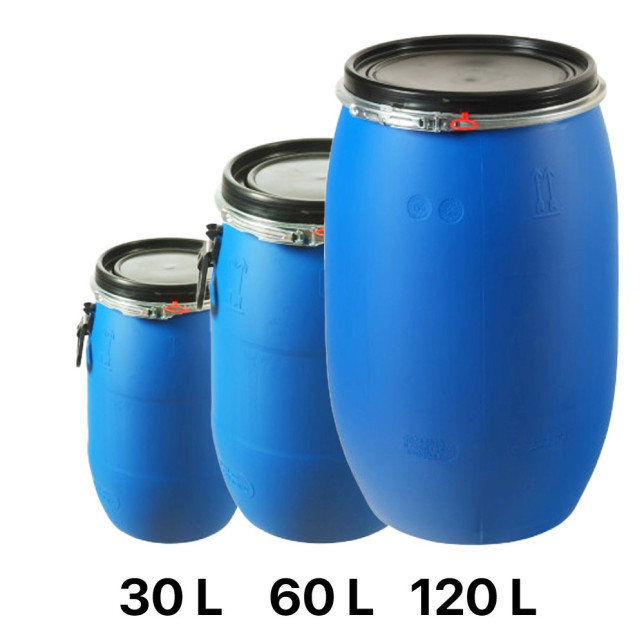Fût à miel plastique bleu - 30 L - 40 kg