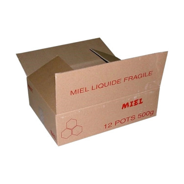 Carton de transport pour 6 pots verre Chonig 500 g avec croisillons