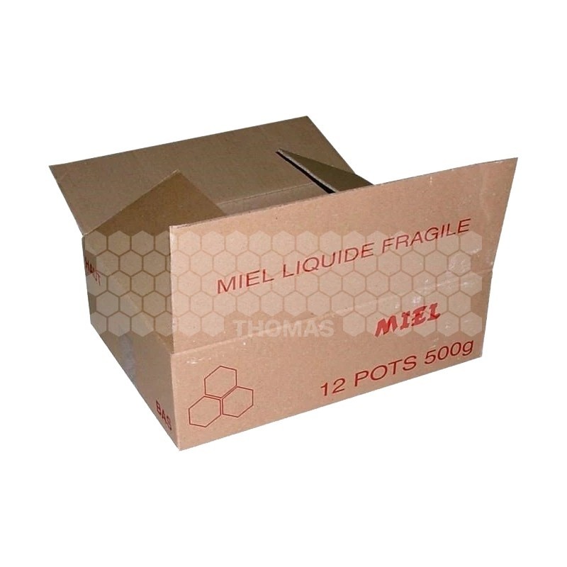 Carton de transport pour 6 pots verre Chonig 500 g avec croisillons
