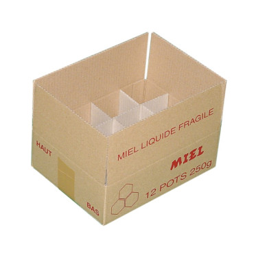 Carton de transport pour 12 pots 250 g TO 63 (avec croisillons)