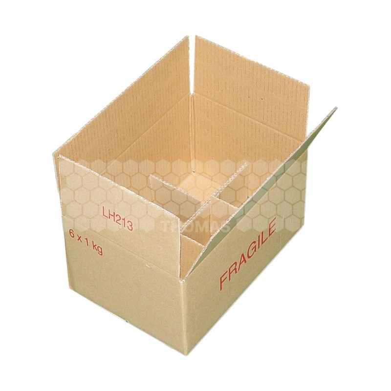 Carton de transport pour 6 pots verre 1 kg TO 82 avec croisillons