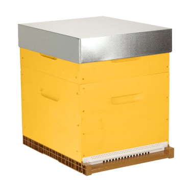 Ruche Dadant 10 cadres Pribois® jaune (avec toit, isolant et cadres)