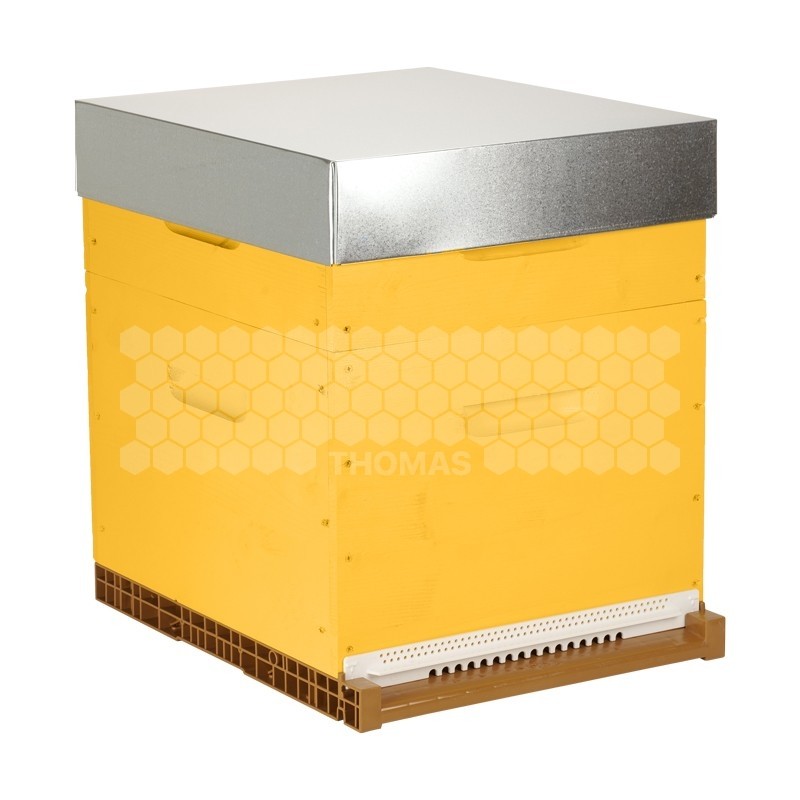 Ruche Dadant 10 cadres Pribois® jaune (avec toit, isolant et cadres)