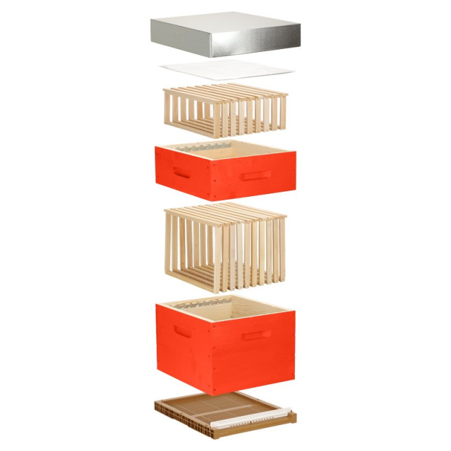 Ruche complète rouge Dadant 10 cadres Pribois® (avec cadres)