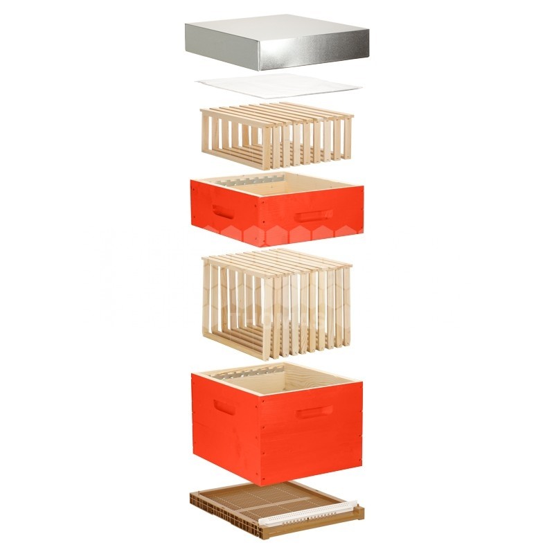 Ruche complète rouge Dadant 10 cadres Pribois® (avec cadres)