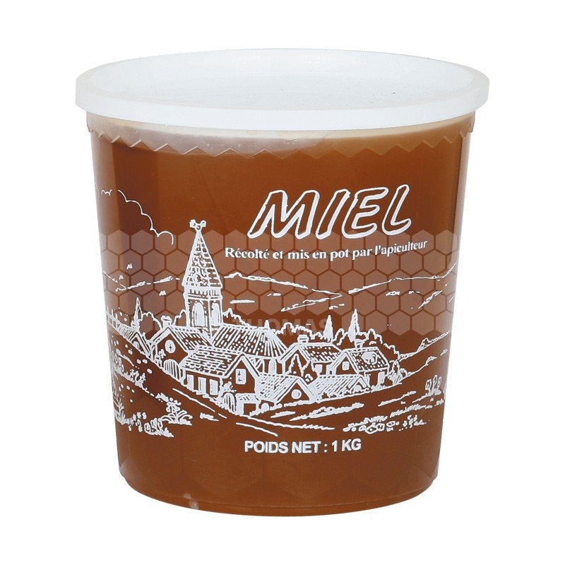 Pot plastique blanc transparent Tepp "Village" 1 kg (avec capsule)