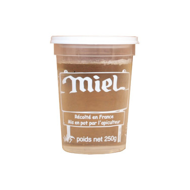 Pot blanc plastique transparent inviolable "Miel" 250 g Nicot®
