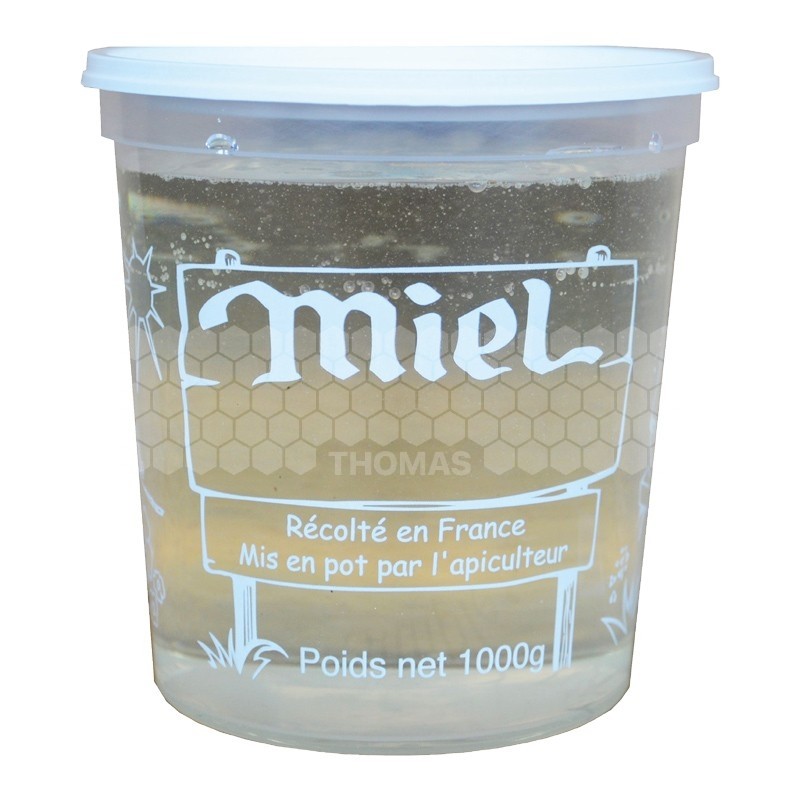 Pot blanc plastique transparent inviolable "Miel" 1 kg Nicot®