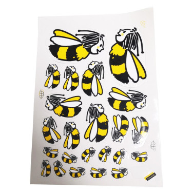 Autocollants adhésifs abeilles (planche de 23 autocollants)