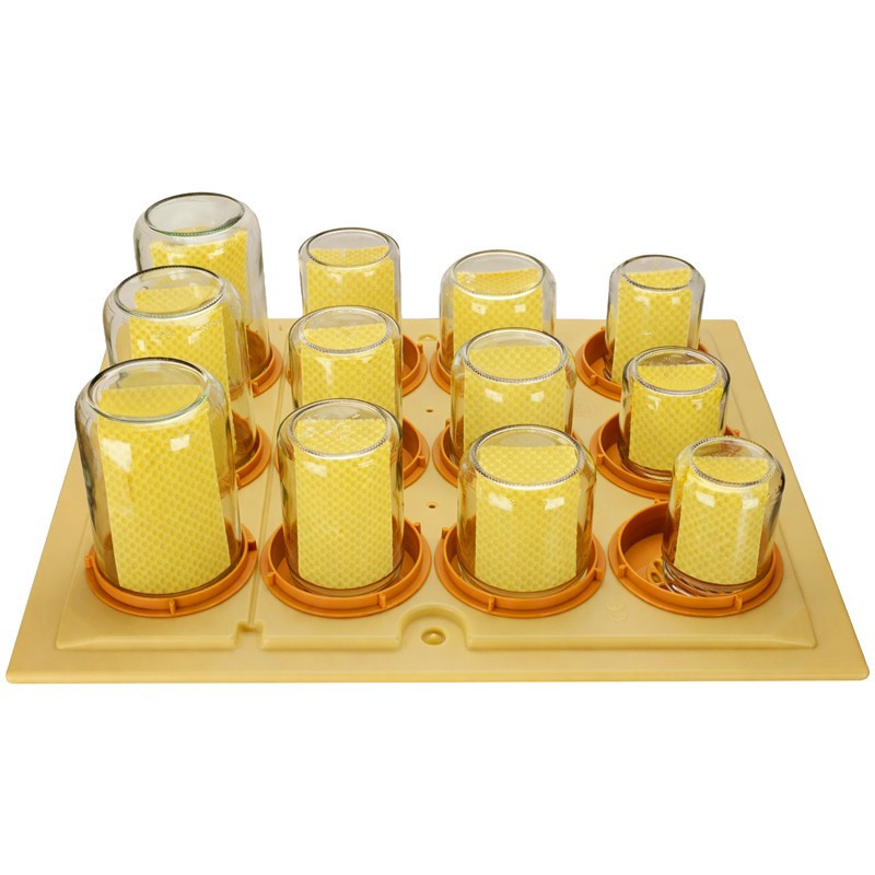 Plateau de récolte miel en rayon pour 12 pots en verre Ø 9 cm